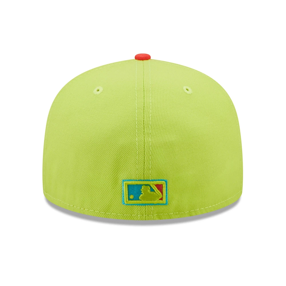 Casquette ajustée New Era California Angels, Los Angeles Angels Cyber ​​Highlighter 59FIFTY vert/rouge pour homme