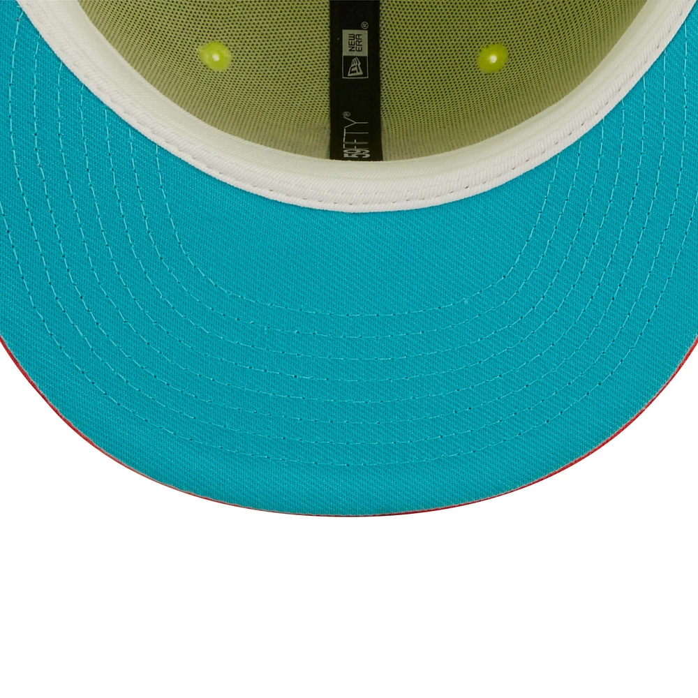 Casquette ajustée New Era California Angels, Los Angeles Angels Cyber ​​Highlighter 59FIFTY vert/rouge pour homme