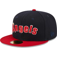 Men's New Era Navy California Angels Cooperstown Collection Retro Jersey Script 59FIFTY Fitted Hat