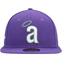 Men's New Era Purple California Angels Cooperstown Collection Lime Side Patch 59FIFTY Fitted Hat