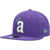 Men's New Era Purple California Angels Cooperstown Collection Lime Side Patch 59FIFTY Fitted Hat