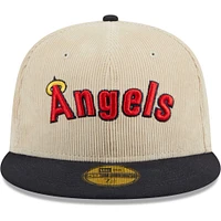 Casquette ajustée 59FIFTY classique en velours côtelé blanc California Angels Cooperstown Collection New Era pour hommes