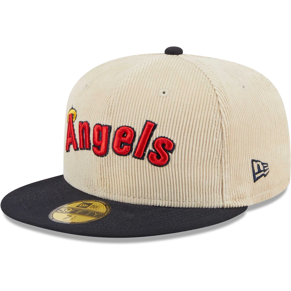 Casquette ajustée 59FIFTY classique en velours côtelé blanc California Angels Cooperstown Collection New Era pour hommes