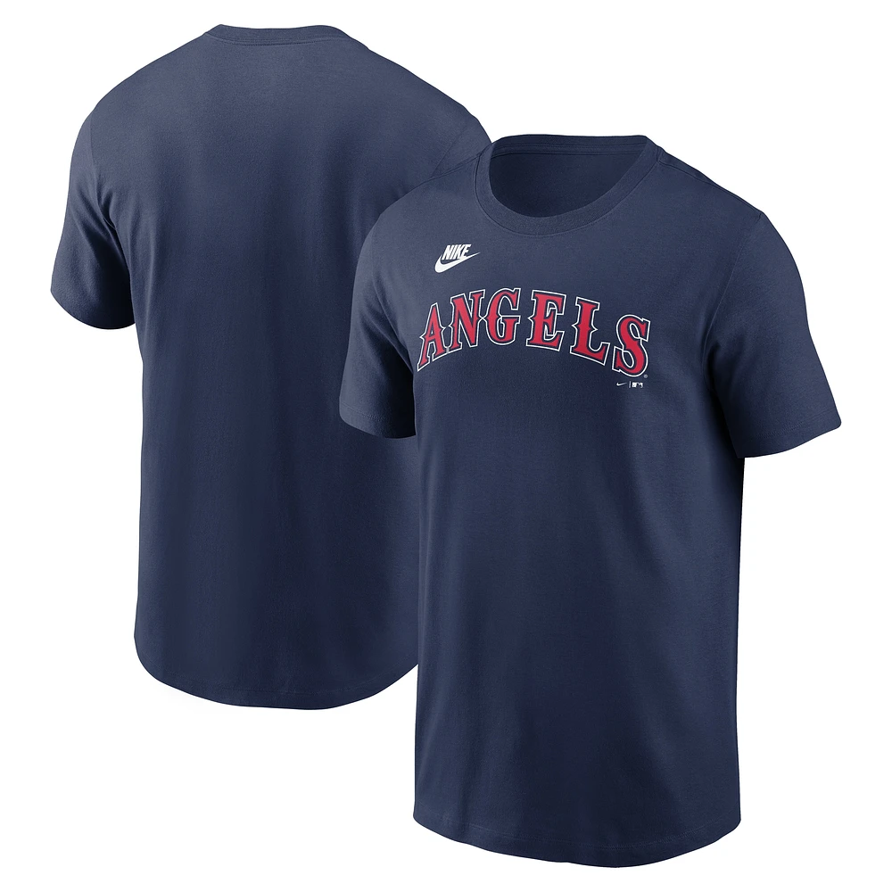 T-shirt Nike bleu marine California Angels Cooperstown Wordmark pour homme