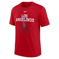 Men's Nike  Red California Angels Cooperstown Collection Rewind Retro Tri-Blend T-Shirt