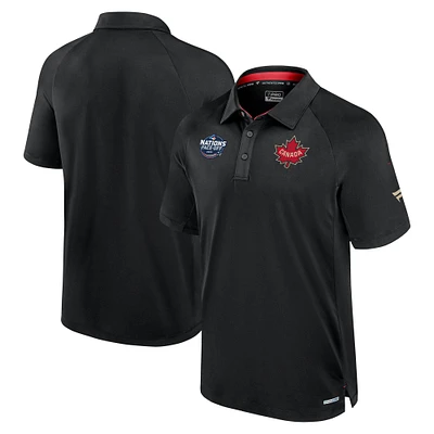 Polo Fanatics noir pour homme Canada 2025 4 Nations Face-Off Authentic Pro Poly