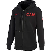 Women's Nike Black Canada Basketball Travel Fleece Full-Zip Hoodie