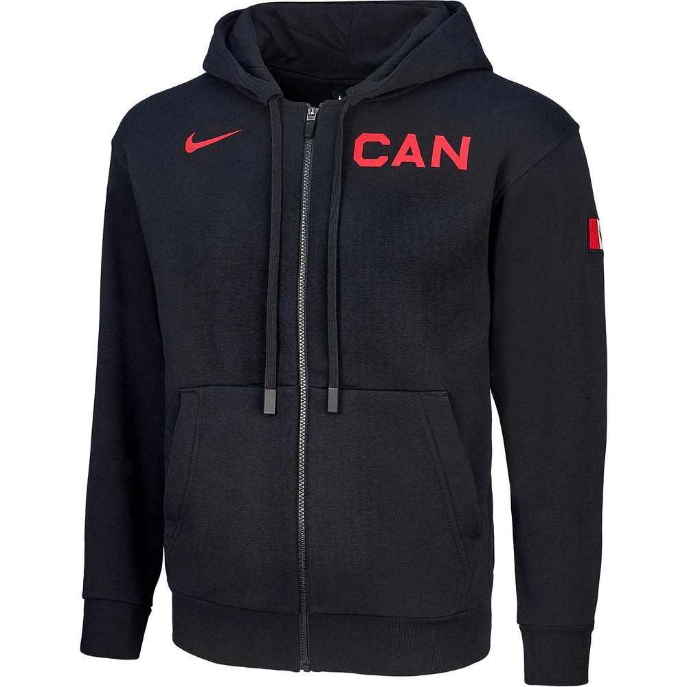 Men's  Nike Black Canada Basketball Travel Fleece Full-Zip Hoodie