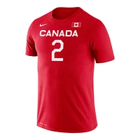 T-shirt Nike Shai Gilgeous-Alexander pour homme, légende du basketball canadien, rouge, avec nom et numéro