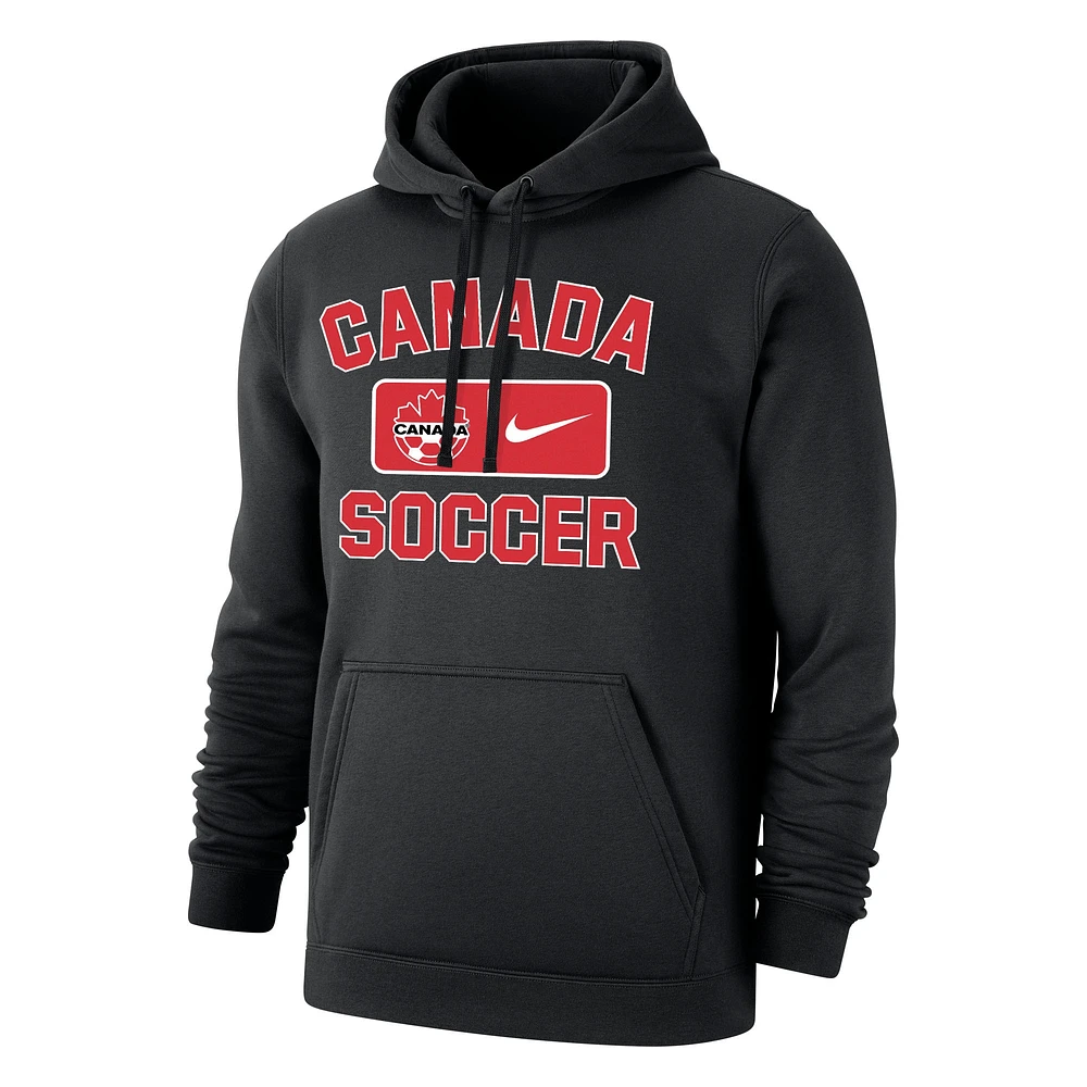 Men's Nike Black Canada Soccer Club Wordmark Fleece - Pullover Hoodie