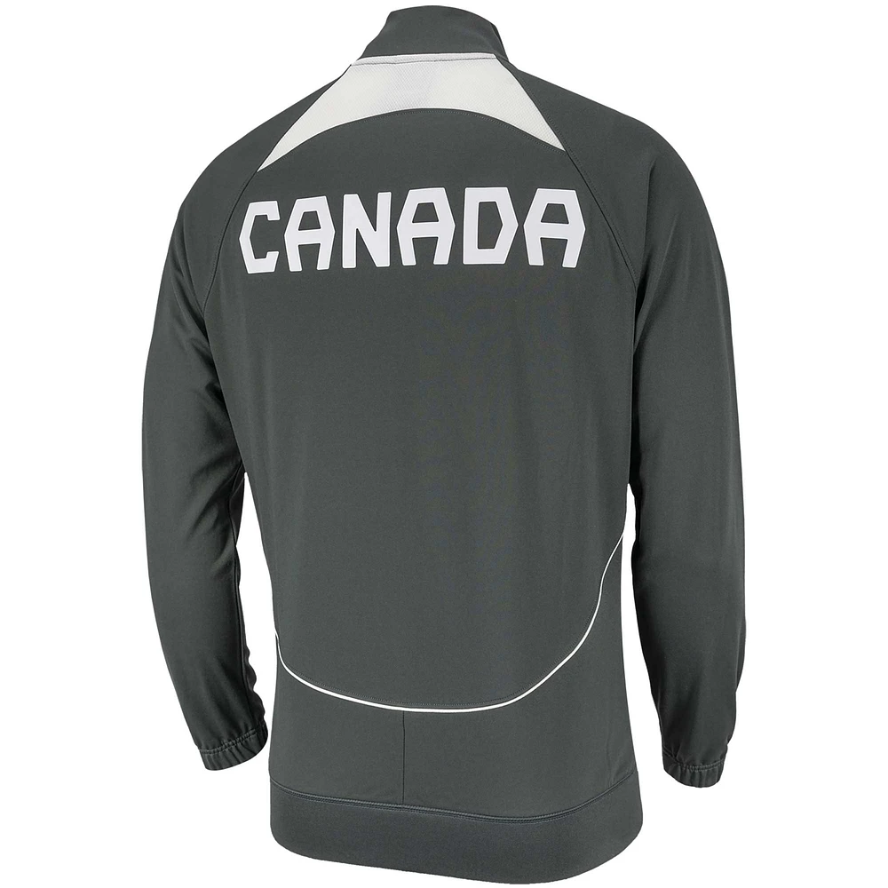 Men's Nike Gray Canada Soccer Anthem Raglan Full-Zip Jacket