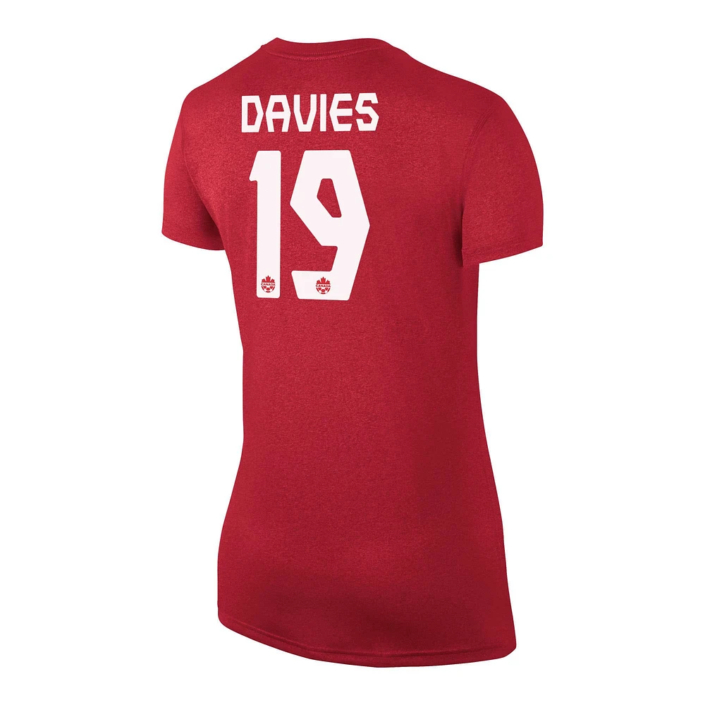 Women's Nike Alphonso Davies Red Canada Soccer Legend Name & Number Performance - T-Shirt