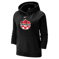 Women's Nike Black Canada Soccer Varsity Raglan Tri-Blend Pullover Hoodie