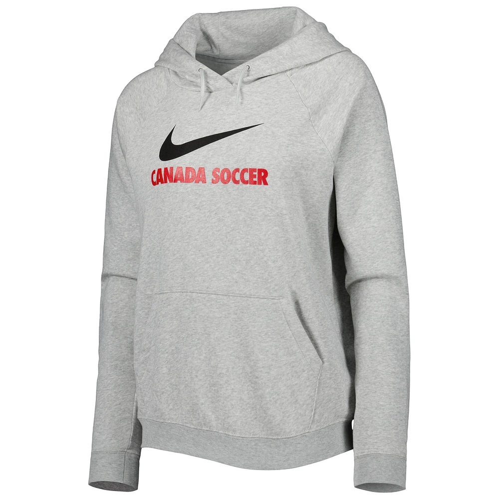 Women's Nike Heather Gray Canada Soccer Lockup Varsity Fleece Raglan Pullover Hoodie