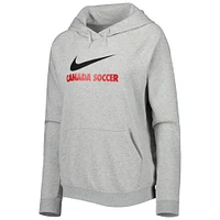 Women's Nike Heather Gray Canada Soccer Lockup Varsity Fleece Raglan Pullover Hoodie