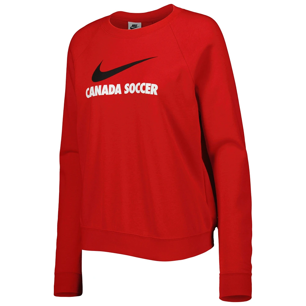 Women's Nike Red Canada Soccer Lockup Varsity Tri-Blend Raglan Pullover Sweatshirt