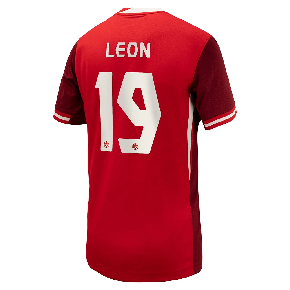 Youth Nike Adriana Leon Red Canada Soccer 2024 Home Replica Jersey