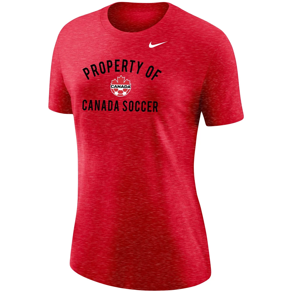 T-shirt Property Of Varsity de l'équipe nationale Nike Canada pour femmes, rouge