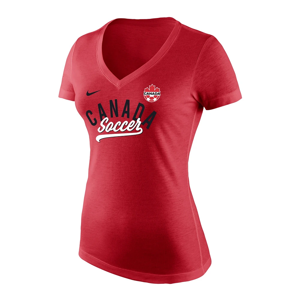 Women's Nike Red Canada National Team vs. Everybody Tri-Blend V-Neck T-Shirt