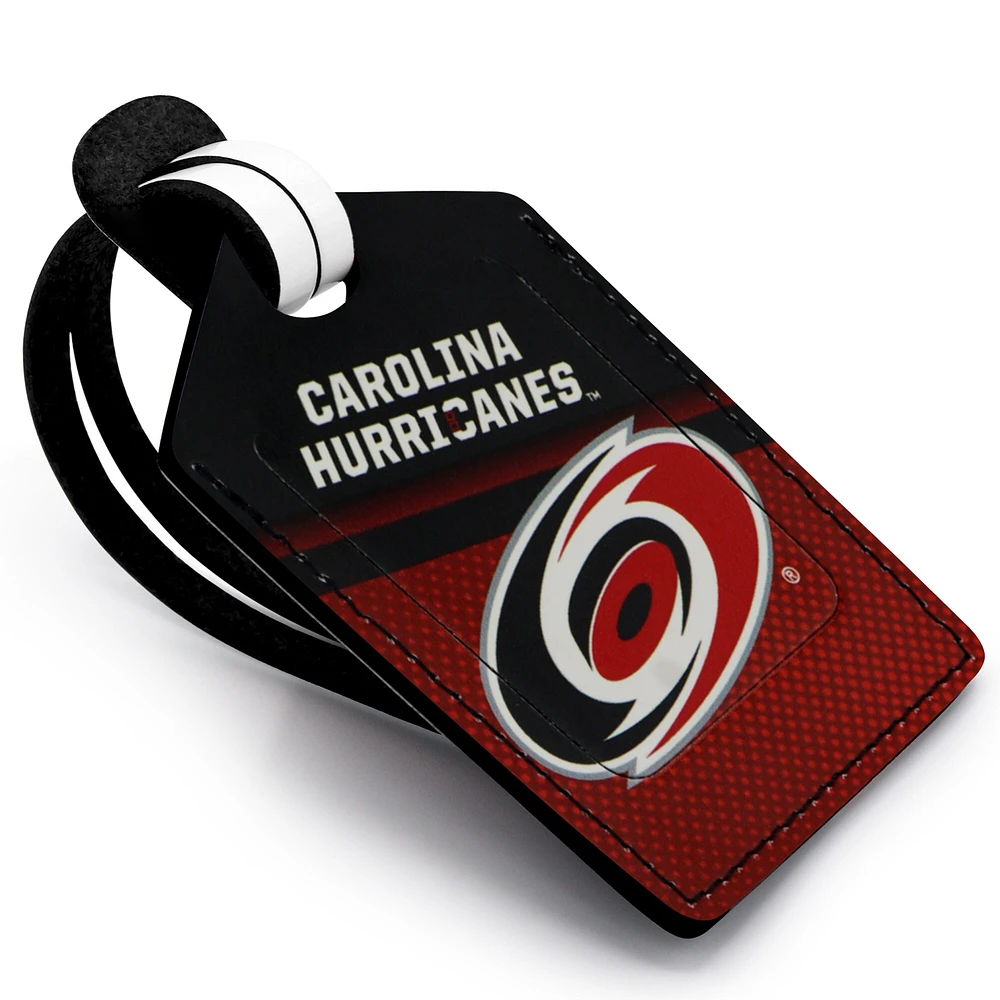 Black Carolina Hurricanes Personalized Leather Luggage Tag