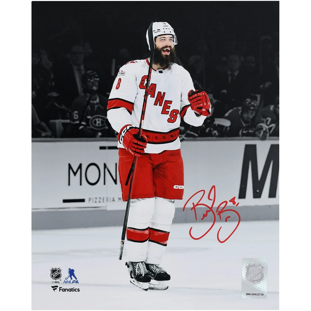 Brent Burns Carolina Hurricanes Autographed 8" x 10" White Jersey Celebrating Spotlight Photograph 