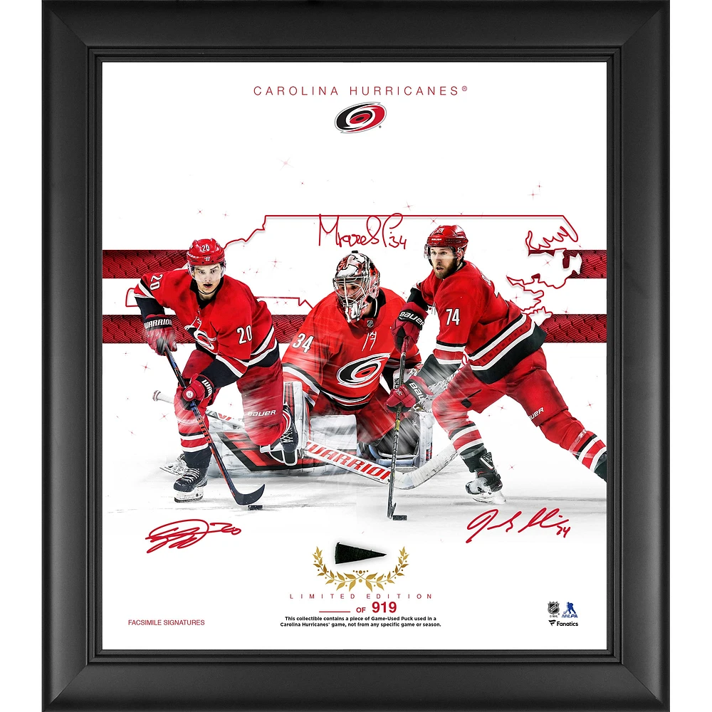 Carolina Hurricanes Framed 15" x 17" Franchise Foundations Collage with a Piece of Game Used Puck - Limited Edition of 919