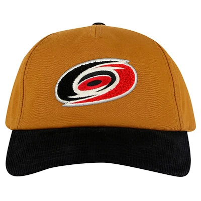 Casquette ajustable Burnett pour homme, couleur marron/noir, style American Needle, Carolina Hurricanes