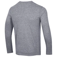 Men's Champion Heather Gray Carolina Hurricanes Tri-Blend Dual-Stripe Long Sleeve T-Shirt