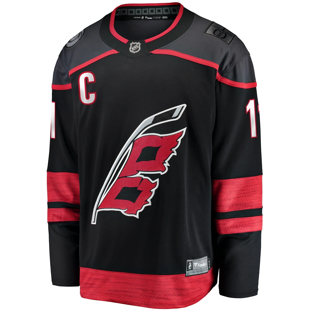 Men's Fanatics Jordan Staal Black Carolina Hurricanes Home Captain Patch Breakaway Player Jersey