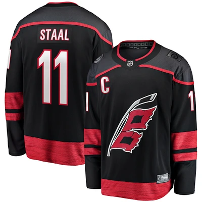 Fanatics pour hommes Jordan Staal noir Carolina Hurricanes Home Captain Patch Breakaway Player Maillot