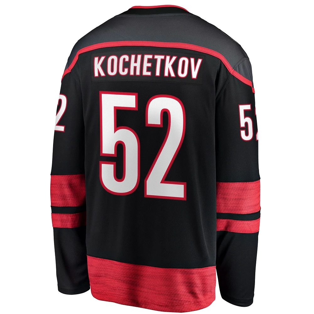 Fanatics pour hommes Pyotr Kochetkov noir Carolina Hurricanes Home Premier Breakaway Player - Maillot