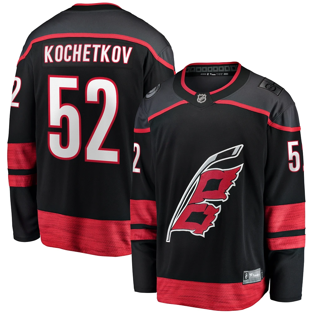 Fanatics pour hommes Pyotr Kochetkov noir Carolina Hurricanes Home Premier Breakaway Player - Maillot