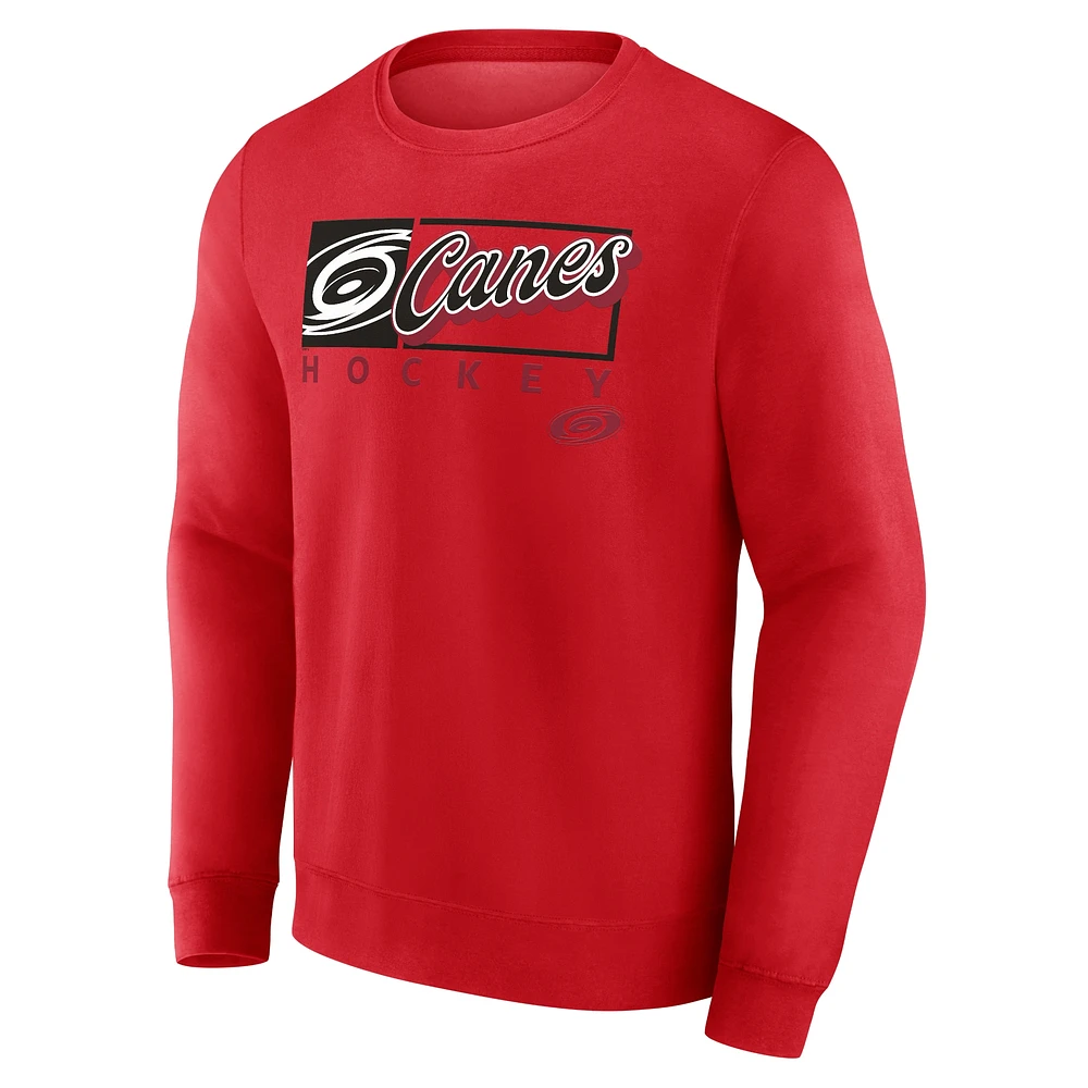 Men's Fanatics Red Carolina Hurricanes Focus Fleece Pullover Sweatshirt