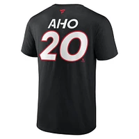 Men's Fanatics Sebastian Aho Black Carolina Hurricanes Authentic Pro Prime Name & Number T-Shirt
