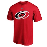 Fanatics pour hommes Sebastian Aho Red Carolina Hurricanes Team Authentic Stack Name & Number T-shirt