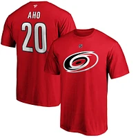 Fanatics pour hommes Sebastian Aho Red Carolina Hurricanes Team Authentic Stack Name & Number T-shirt