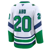 Men's Fanatics Sebastian Aho White Carolina Hurricanes Throwback Premium Jersey
