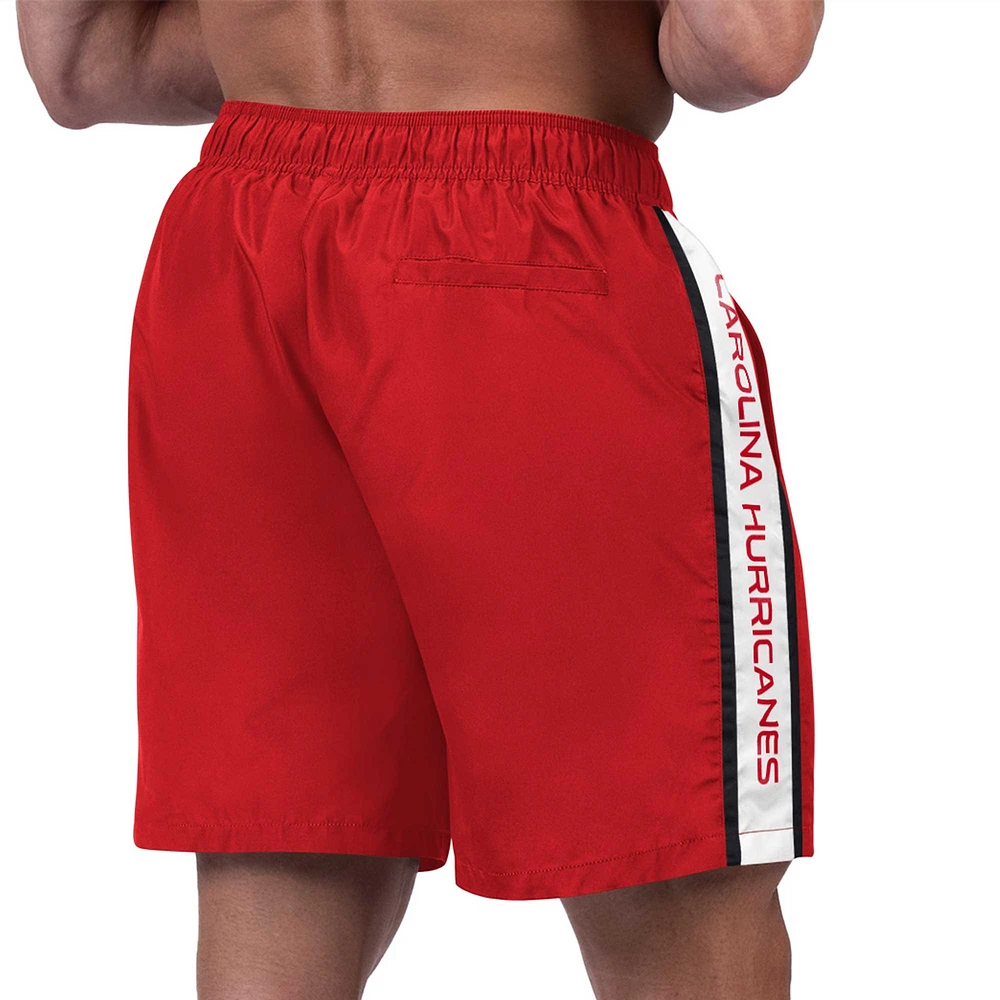 Men's G-III Sports by Carl Banks Red Carolina Hurricanes Streamline Volley Swim Trunks