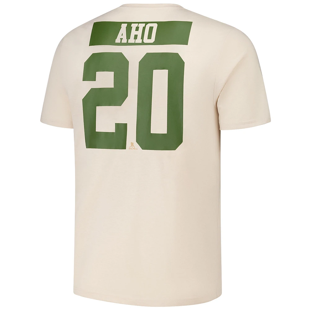 Men's Levelwear Sebastian Aho Khaki Carolina Hurricanes 2024 NHL Military Appreciation Richmond Delta Player Name & Number T-Shirt