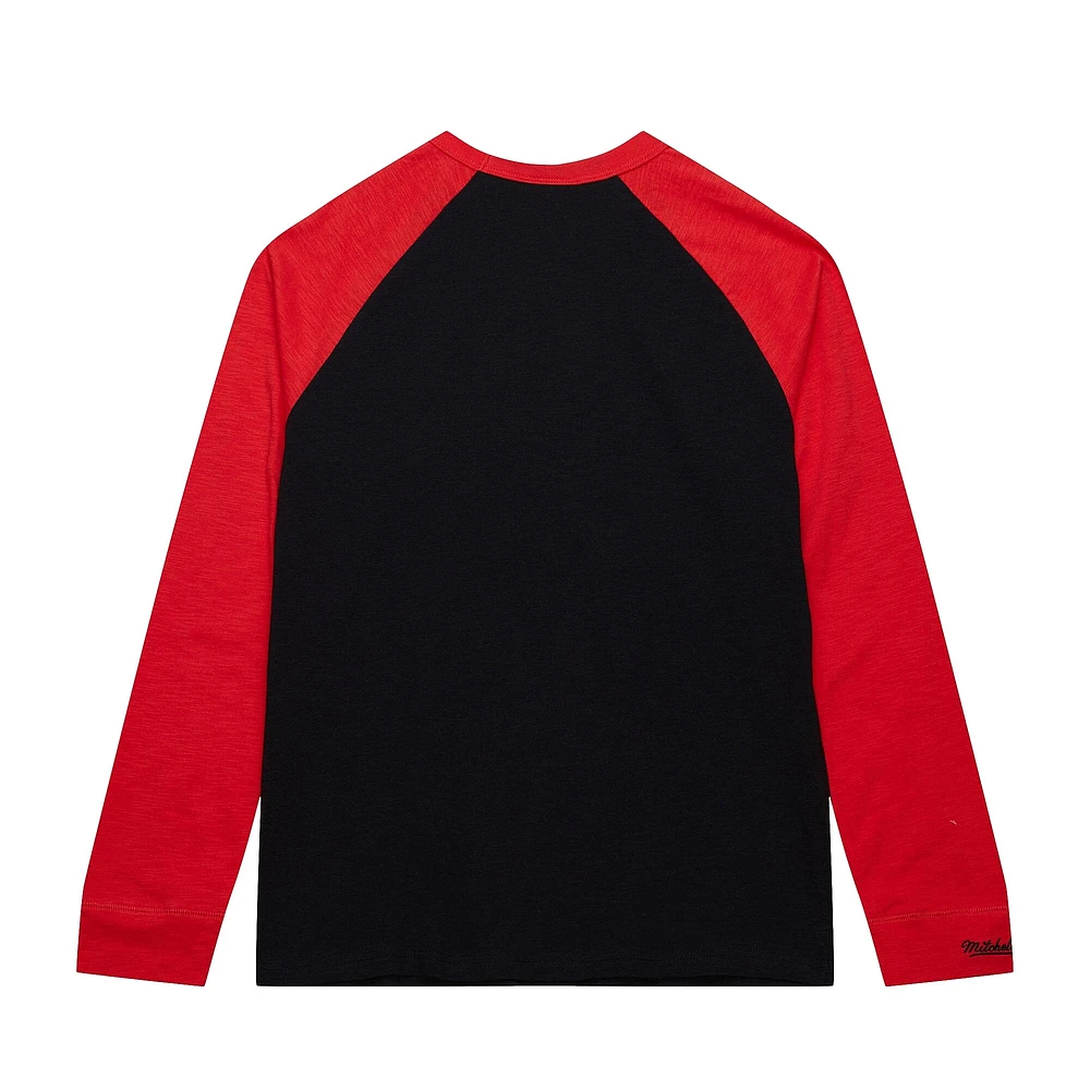 Men's Mitchell & Ness  Black/Red Carolina Hurricanes Legendary Slub Raglan Long Sleeve T-Shirt