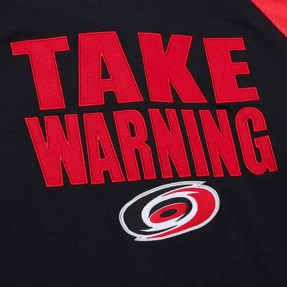 Men's Mitchell & Ness  Black/Red Carolina Hurricanes Legendary Slub Raglan Long Sleeve T-Shirt