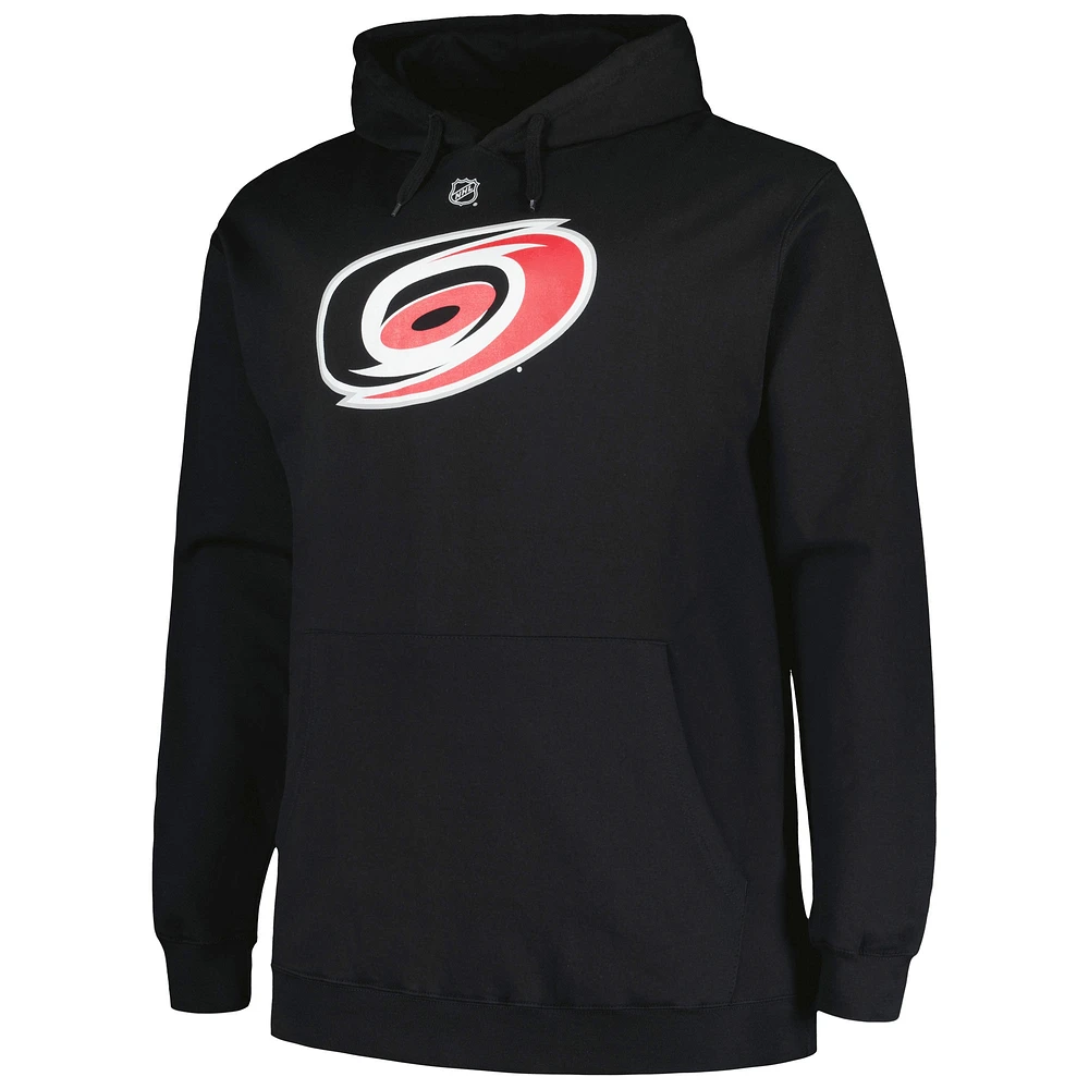 Men's Profile Sebastian Aho Black Carolina Hurricanes Big & Tall Name Number Pullover Hoodie
