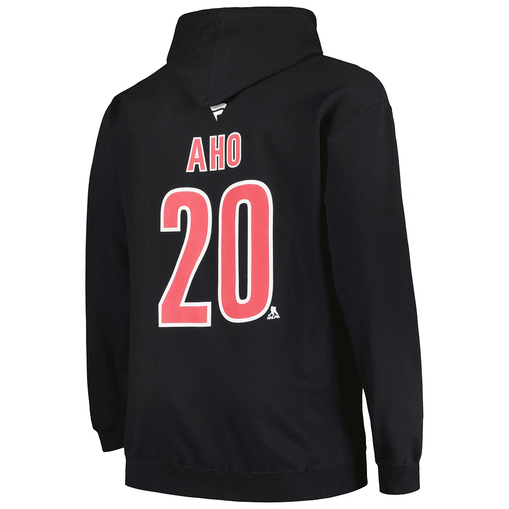 Men's Profile Sebastian Aho Black Carolina Hurricanes Big & Tall Name Number Pullover Hoodie