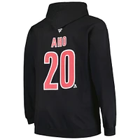 Men's Profile Sebastian Aho Black Carolina Hurricanes Big & Tall Name Number Pullover Hoodie