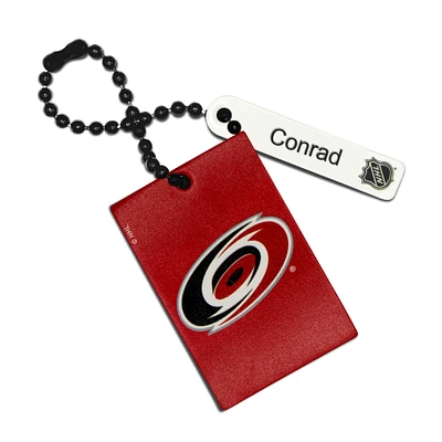 Étiquette de sac rectangulaire en cuir personnalisée Hurricanes de la Caroline rouge