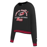 Women's Pro Standard  Black Carolina Hurricanes Area Code Cropped Pullover Sweatshirt