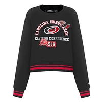 Women's Pro Standard  Black Carolina Hurricanes Area Code Cropped Pullover Sweatshirt