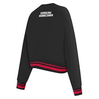 Women's Pro Standard  Black Carolina Hurricanes Area Code Cropped Pullover Sweatshirt