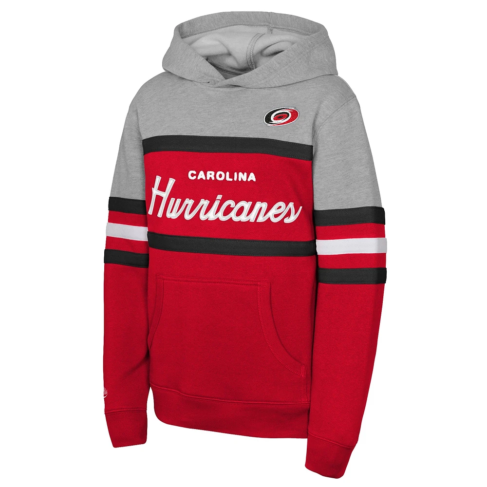 Youth Mitchell & Ness Red Carolina Hurricanes Head Coach Pullover Hoodie