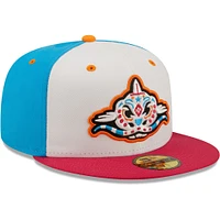 Casquette ajustée 59FIFTY Pescados De Carolina Copa La Diversion New Era pour homme, blanc/corail